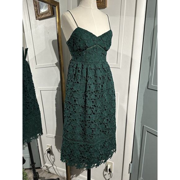 Club Monaco Bolari Lace Hunter Spaghetti Strap Dress Dark Green Size 00 - Picture 6 of 10